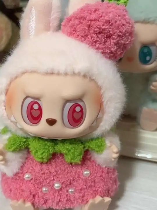17 centimetri Labubu bambola Vestiti Ciondolo Macaron v1 v2 Fragola Lavorato A Maglia Set Carino Mini Peluche Vestiti della Bambola Vestito Accessori Abbigliamento