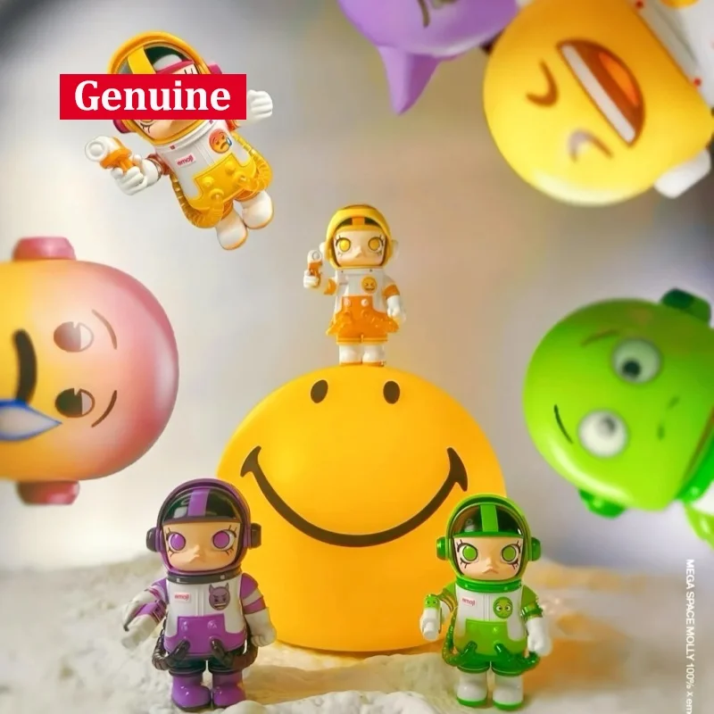 

Оригинальный POPMART Mega Molly 100% Emojis Pack, серия, украшение для слепых коробки, милое украшение для кукольной комнаты, подарки-сюрпризы, загадочная коробка