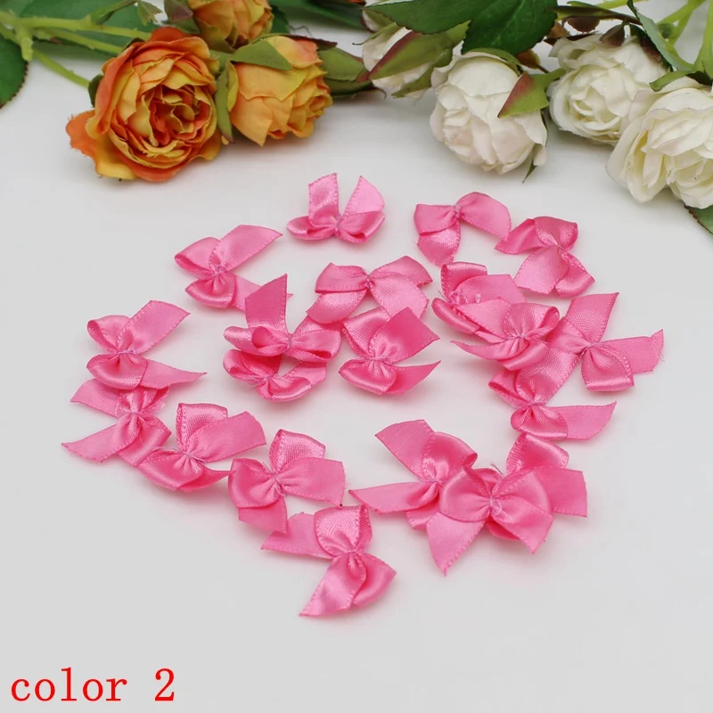 50-100 Stück/Packung 2*2,5 cm kleine Dacron Band Bogen Blume Handwerk Dekoration Handarbeit DIY Party Dekoration farbige Band Schleifen – Detail 10