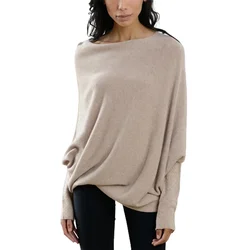 Maglioni Pullover larghi taglia unica da donna Pullover girocollo in tinta unita maglione lavorato a maglia maglieria Casual da pendolare confortevole femminile