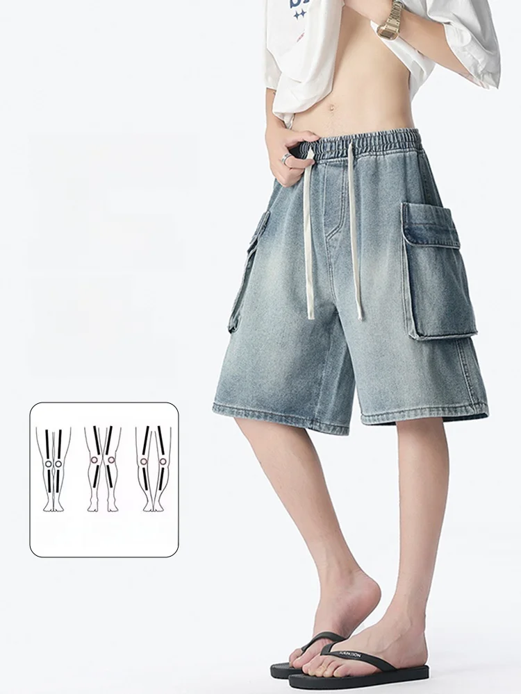 ملابس عمل صيفية فضفاضة مستقيمة الساق من American Sle للرجال ماركة عصرية غير رسمية متعددة الاستخدامات متوسطة الخصر من القطن