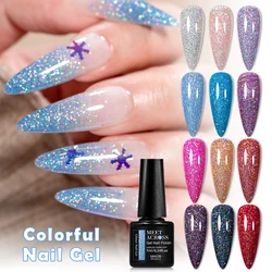 MEET ACROSS 7ml Glitter Gel Nail Polish Colorful Laser Sparkly Semi Permanent Soak Off UV LED Nail Art Gel Varnish Manicure DIY
