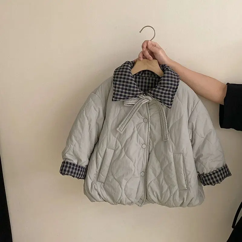 Reversible Girls Korean Quilted Coat Middle Big Kids Quilted Thick Kids Outerwear Fall Winter New Jacket