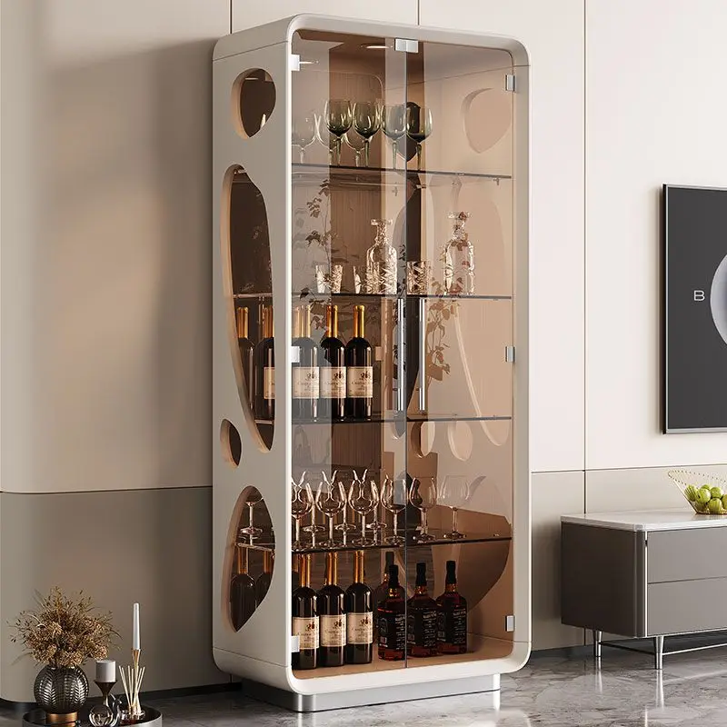 

Wine cabinet against the wall Modern simple living room Home glass display cabinet