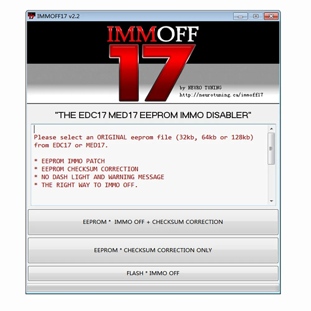 

IMMOFF17 -the EDC17 MED17 EEPROM IMMO Disabler IMMO OFF Software