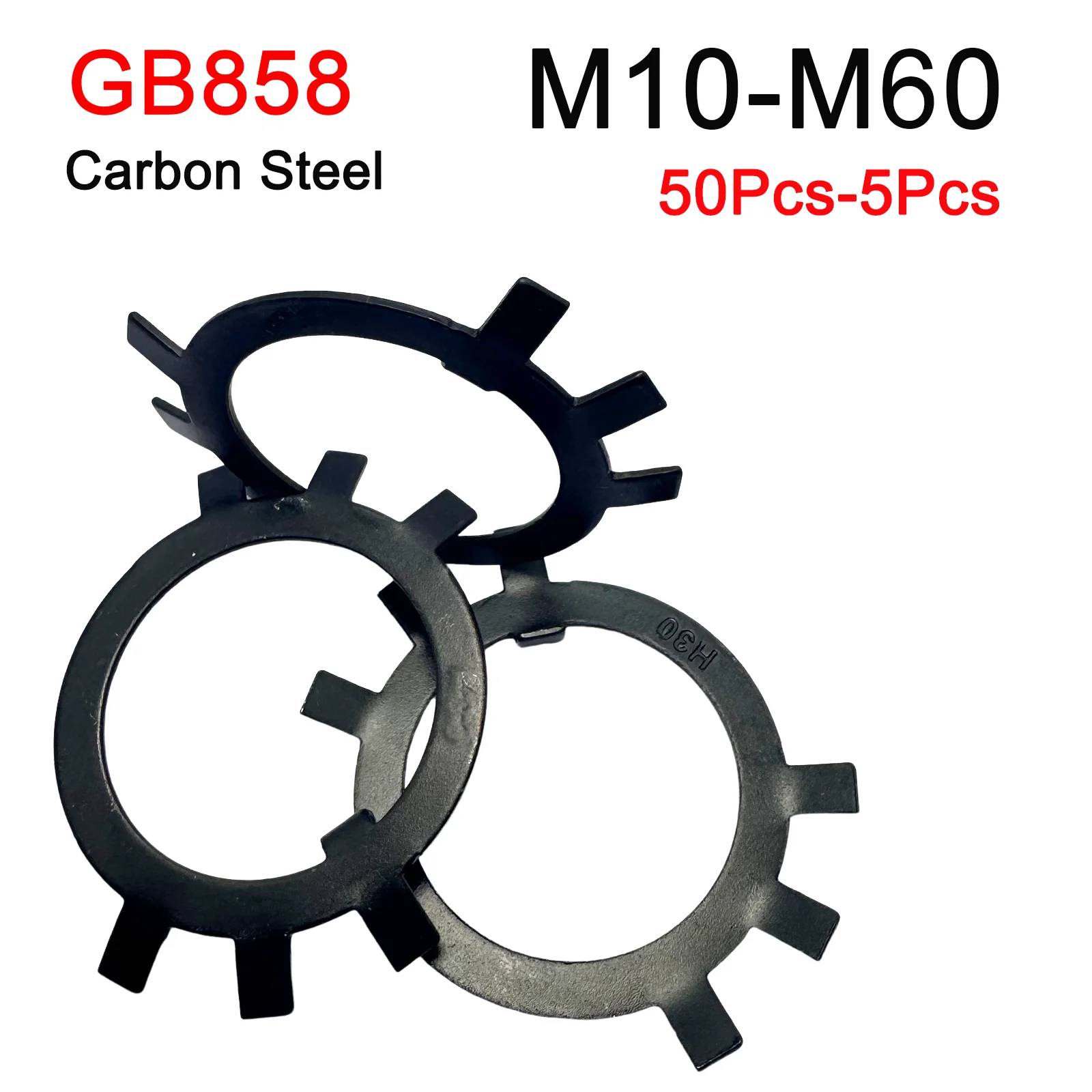 

5/10/20/25/50Pc Black Carbon Steel Round Nut Lock Washer GB858 Fixed Lock Washer M10-M60 Fixed Stop Washer For Slotted Round Nut