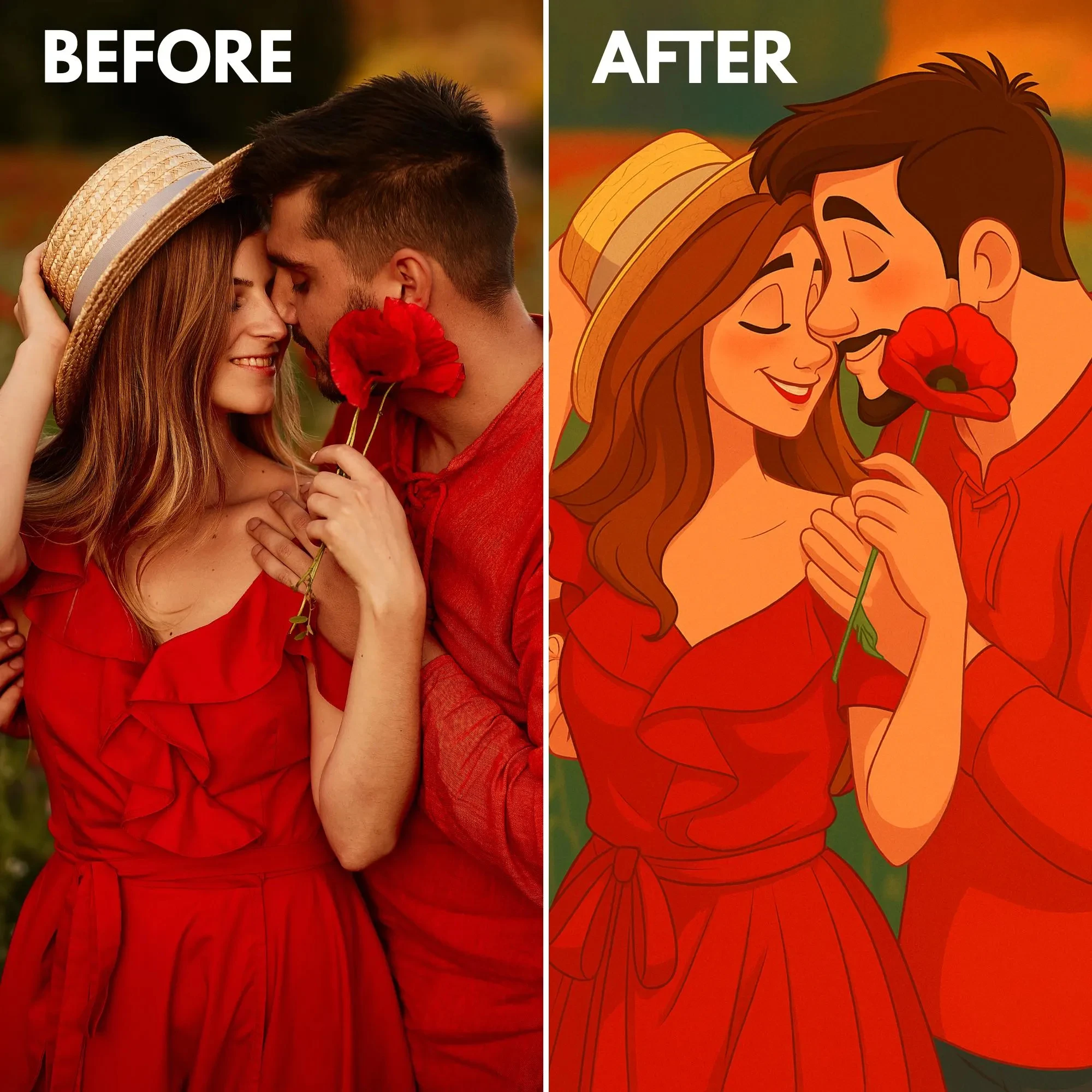 صورة مخصصة على طراز الحكاية الخيالية من صورة رسم كرتوني شخصي للأزواج والأطفال والحيوانات الأليفة والأسرة هدية ديكور المنزل #1