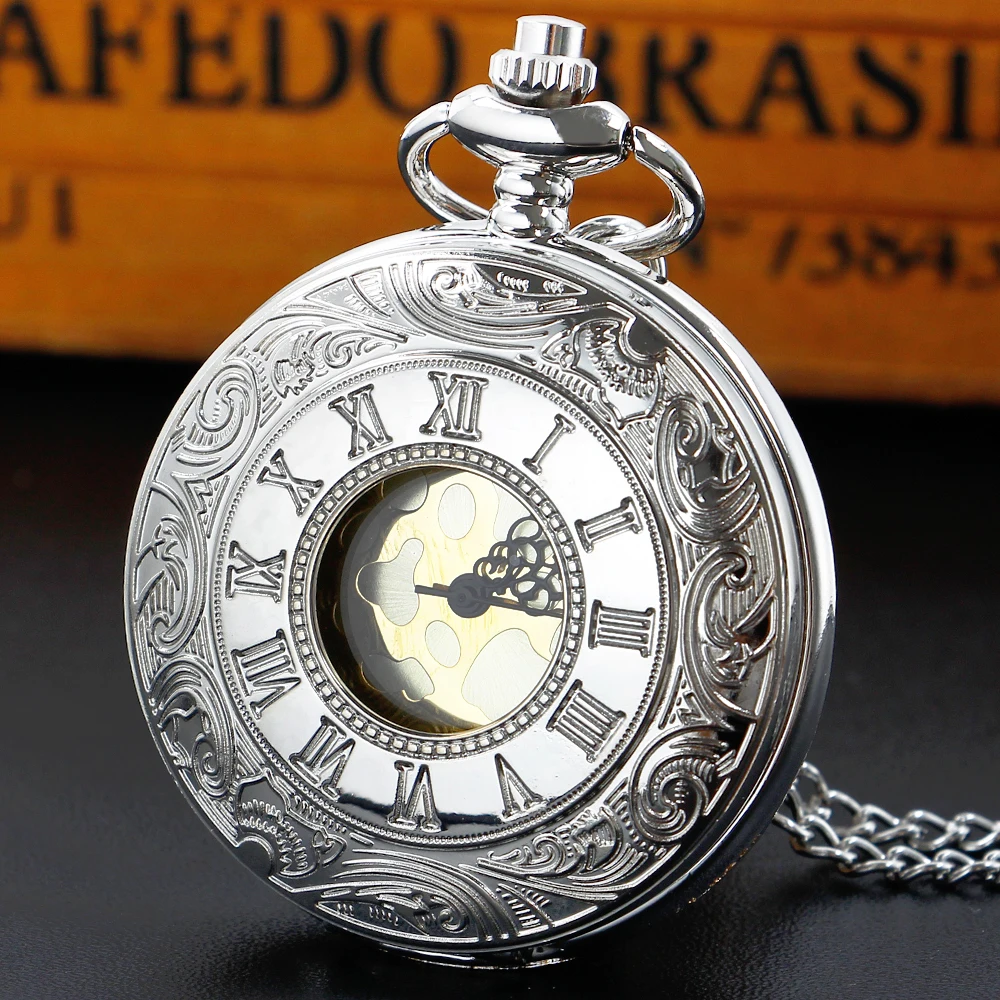 

Wholesale Quartz Pocket Watch Silver Vintage Necklace Ladies and Gentlemen Elegant Steampunk Pocket FOB Watch Gift