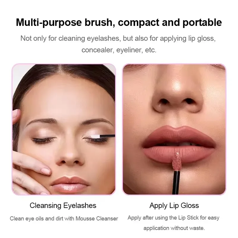 使い捨てリップブラシ、メイクアップマスカラワンド、口紅マイクロブラシアプリケーター、まつげエクステ用クリーナー、50/100個