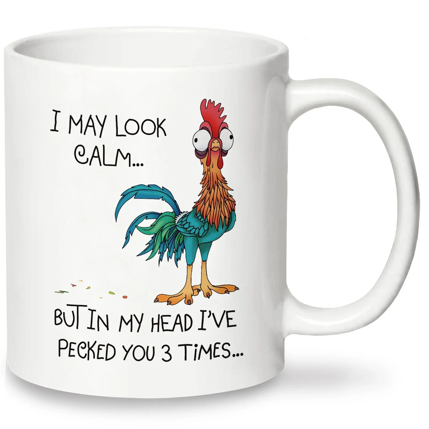 1pc, 320ML Funny Chicken Lover Coffee Mug, I May Look CalmBut In My Head I've Pecked You,Gifts for Chicken Lovers