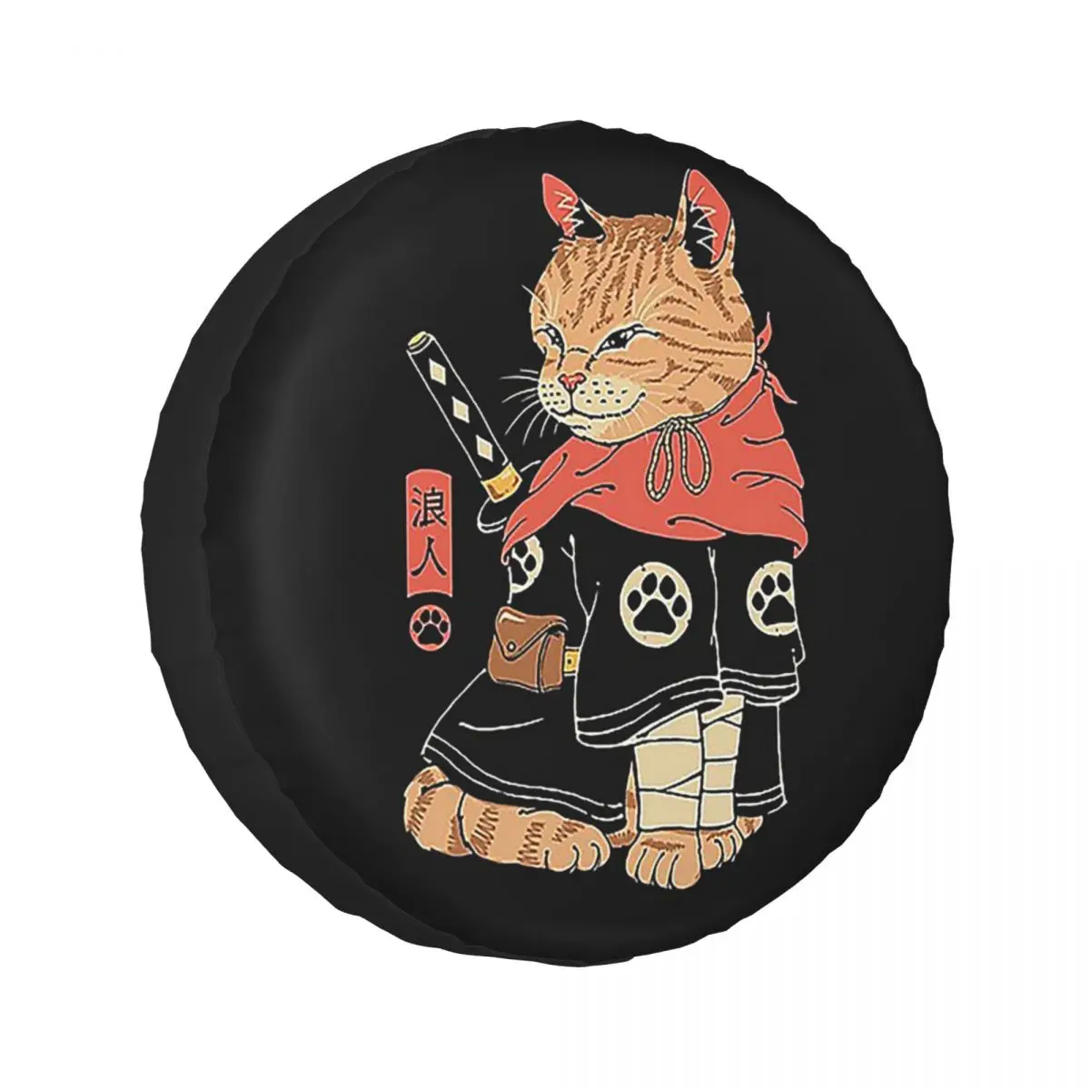

Чехол для запасного колеса Catana Cats Retro Samurai Yakuza для Jeep SUV RV 4WD, 4x4, защитные чехлы для колес 14 дюймов, 15 дюймов, 16 дюймов, 17 дюймов