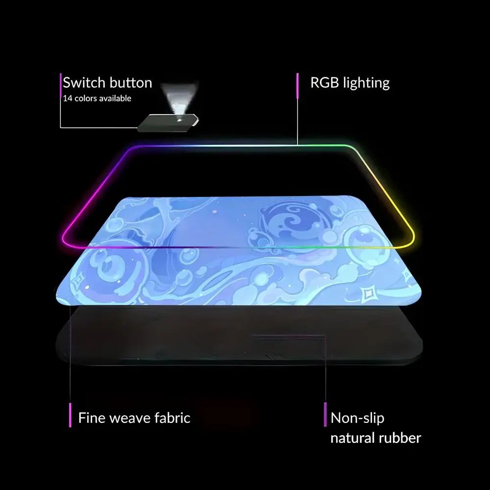 RGB New HD Printing Genshin Impact Nod-Krai Character Pattern Gaming Mouse Pad Flins Computer Accessory Large Desk Mats  XAXC