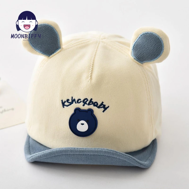 Gorra de béisbol con orejas de dibujos animados para bebé, visera de algodón con visera para el sol, gorro para niño de 6 a 18 meses