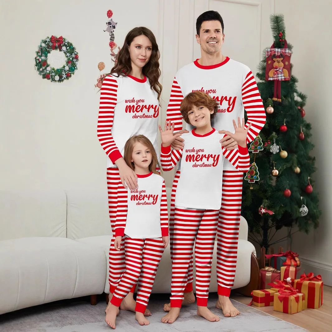 Christmas Pajamas Matching Family Outfits Adult Kid Pajamas Clothes Set Baby Rompers Casual Sleepwear Xmas Family Look