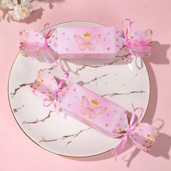 6pcs Pink Purple Butterfly Candy Boxes Gift Packing Bags Girls Birthday Party Decors Baby Shower Gift Boxes for Wedding Supplies