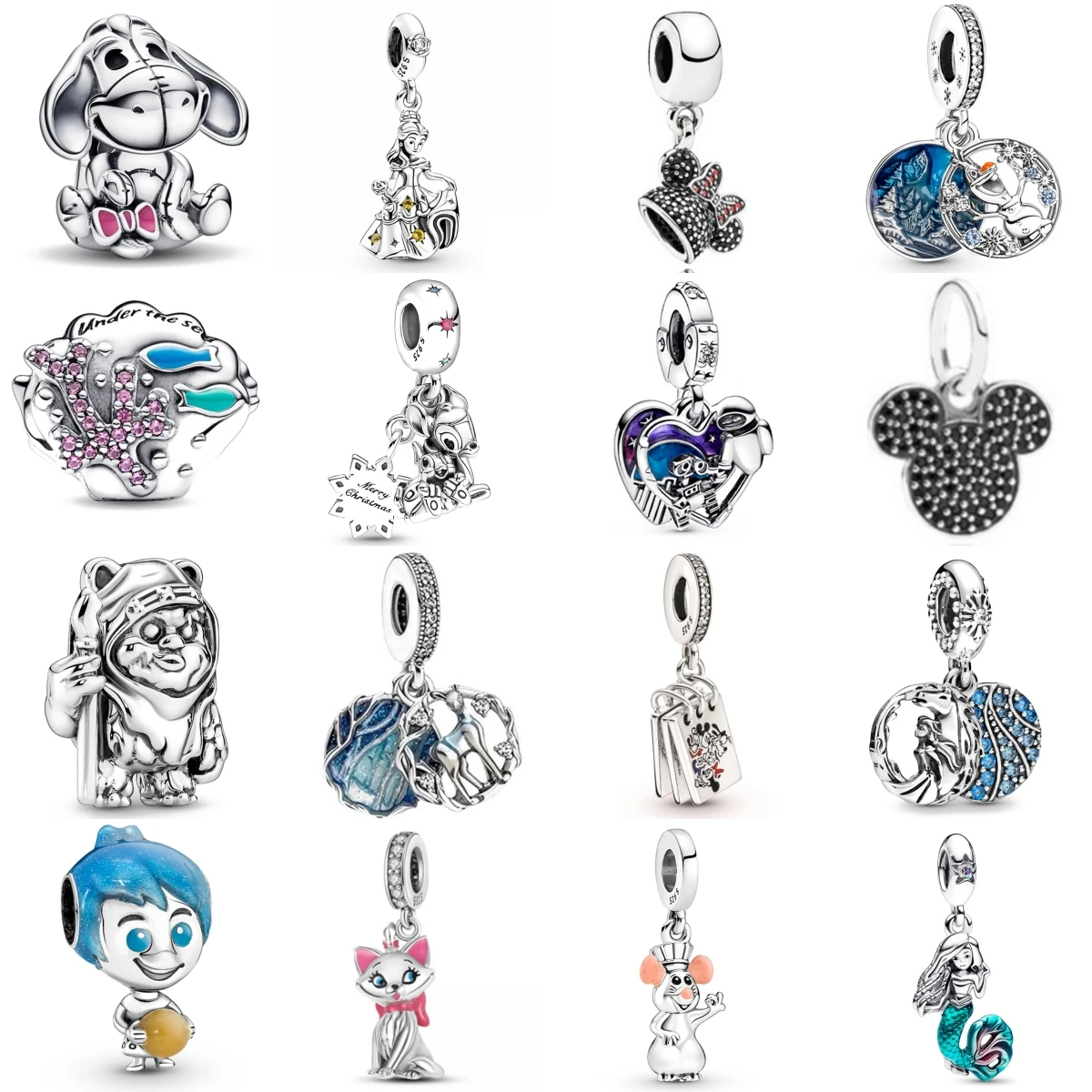 

Miniso Disney 925 Sterling Silver Mermaid Hat Snowman Coral Charms Originales Beads Fits Bracelet Women DIY Jewelry