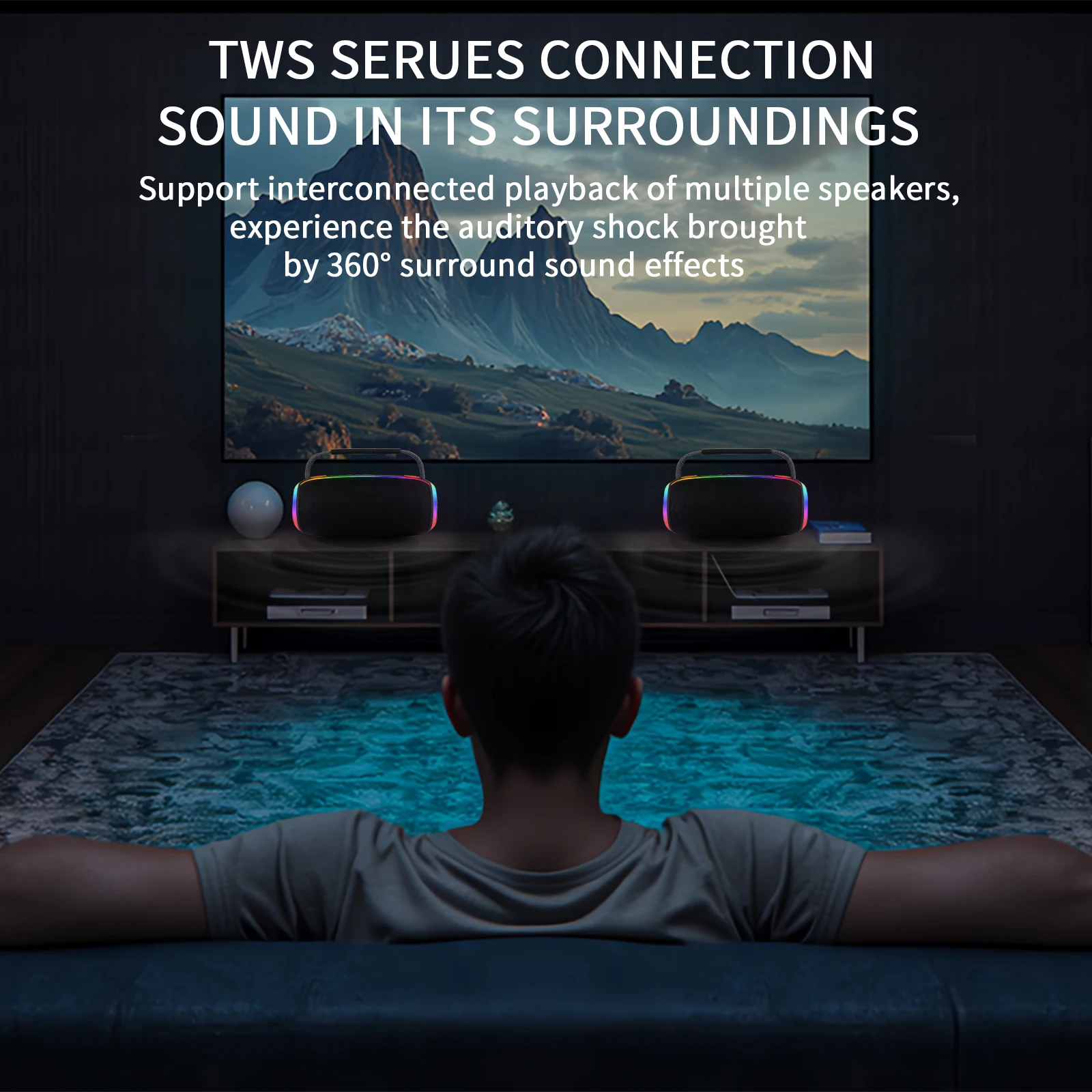 QUEED P Pro12 Outdoor Bluetooth Speaker Waterproof Portable Subwoofer Powerful Bass RGB Lights TF Card Slot USB AUX Support