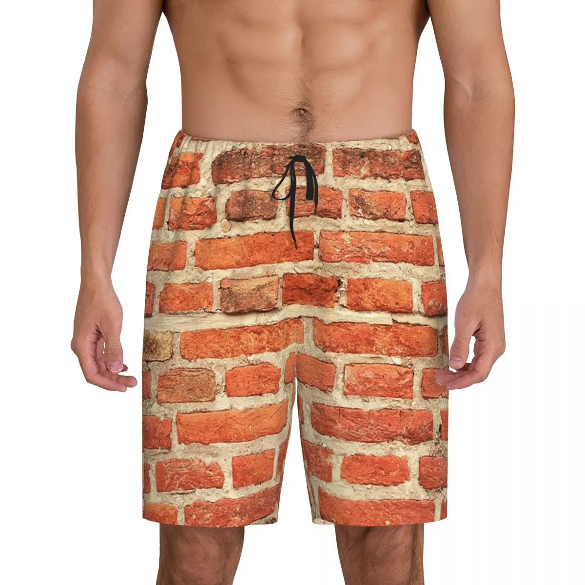 

Мужские короткие пижамные шорты Custom The Red Brick Wall, нижняя часть пижамы для сна, шорты для отдыха, штаны для сна