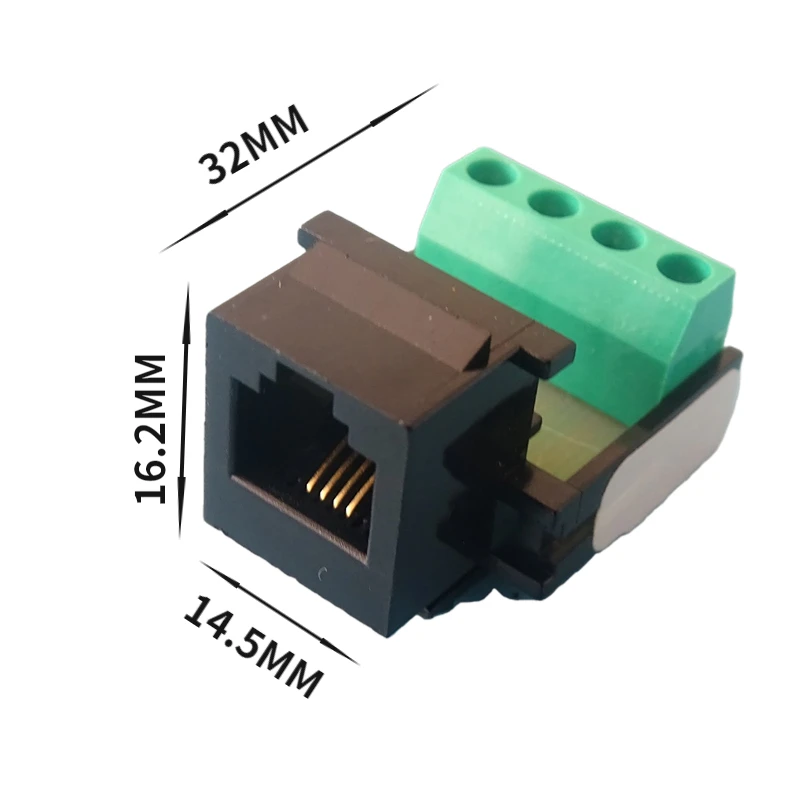 Adaptadores de enchufe de teléfono RJ11 CAT3, modelo de cableado, terminales de Módulo de conector 6P4C, blanco y negro, 10 unidades