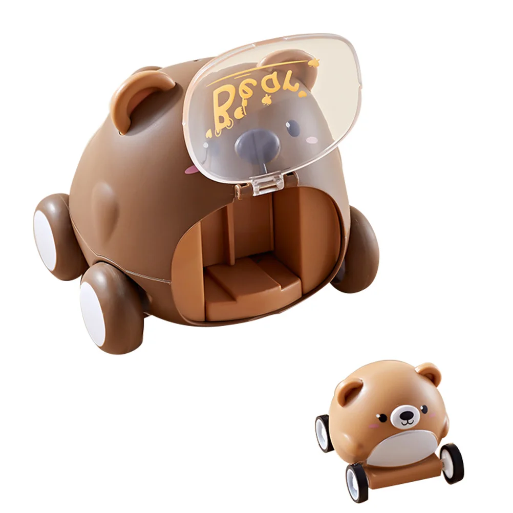 Traagheidsaangedreven mini-auto voor kinderen Schattig beerontwerp Educatief pull-back voertuig Leuke cartoon rit op speelgoed voor kinderen
