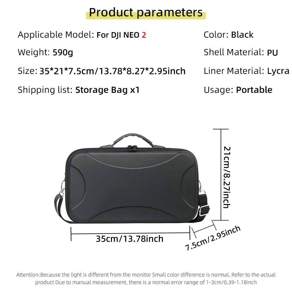 For DJI Neo2 RC-2 All-in-One Storage Bag Carrying Case with Shoulder Strap