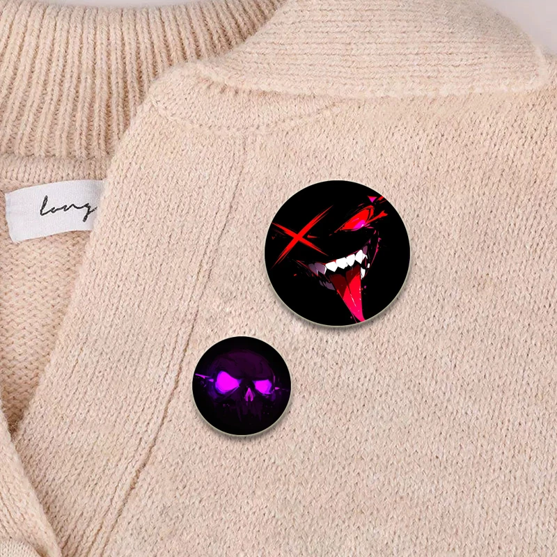 Black Smile Button Pins Facial Expressions Badge Round DIY Creative Brooches for Backpack Jewelry Accessories Gifts 32/44/58mm