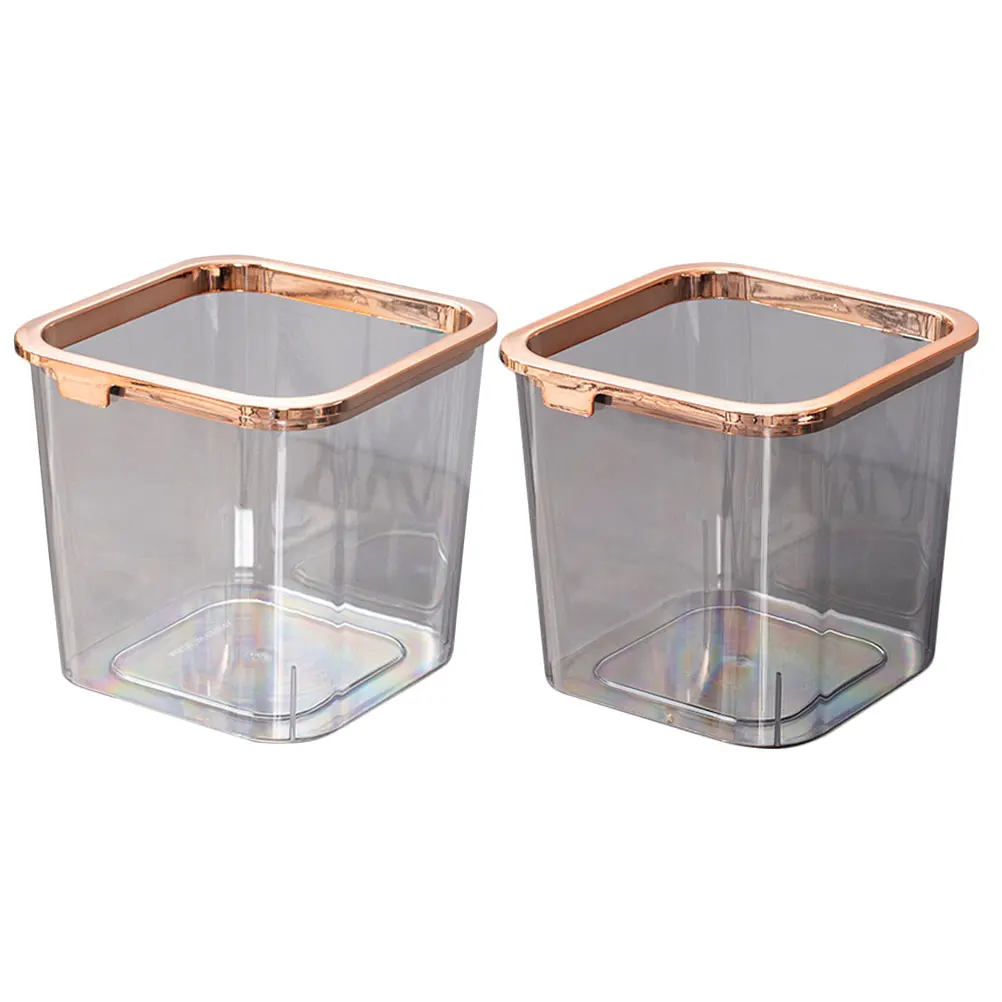 

2pcs PET Transparent Luxury Trash Cans Strong Load bearing Pressure Ring Kitchen Desk Bedroom Bathroom Garbage Bin Wastebasket