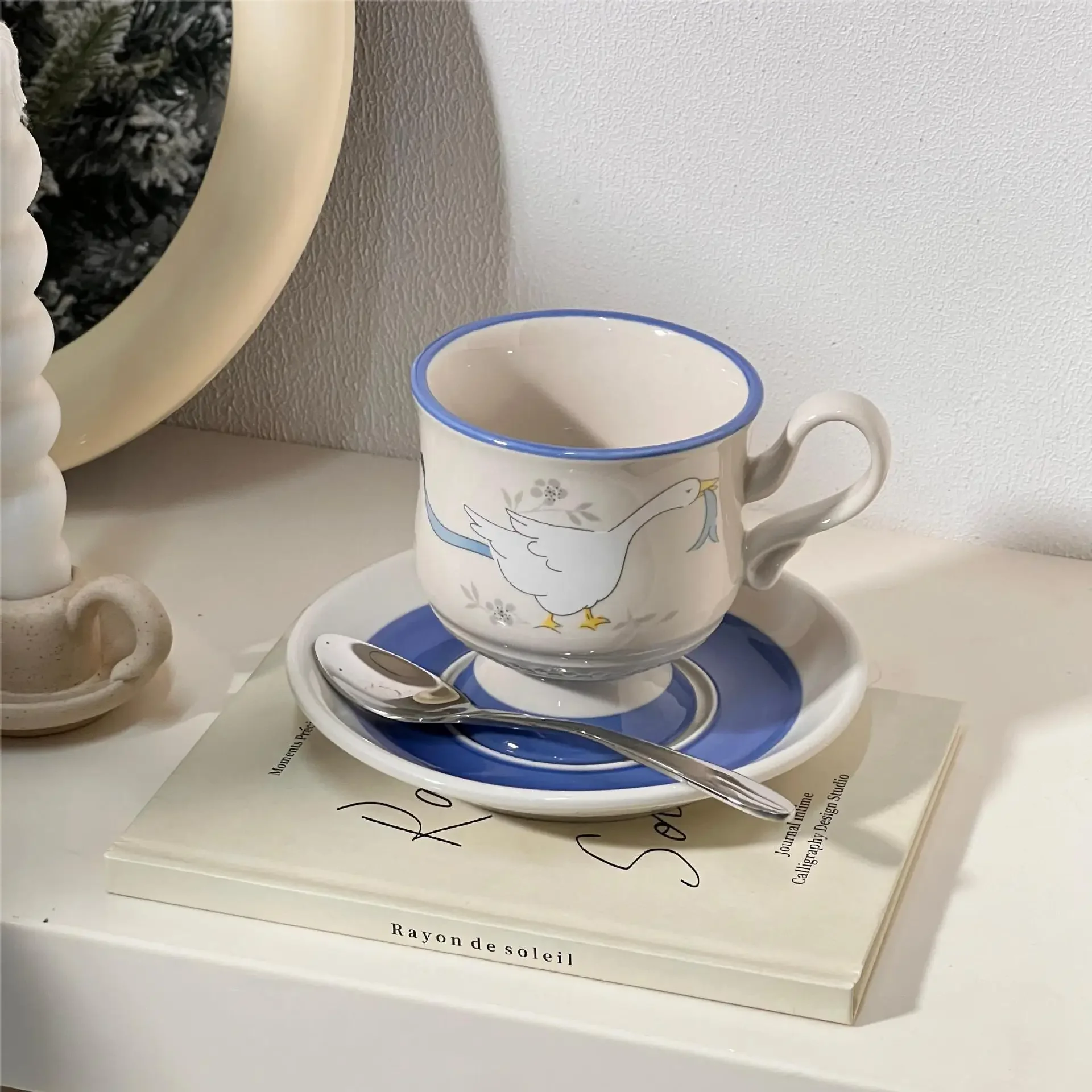 vajilla-taza-plato-para-postres-taza-de-cocina-taza-de-ceramica-con-diseno-de-ganso-juego-de-tazas-y-platos-diseno-encantador-ideal-para-ninas-taza-para-el-te-de-la-tarde