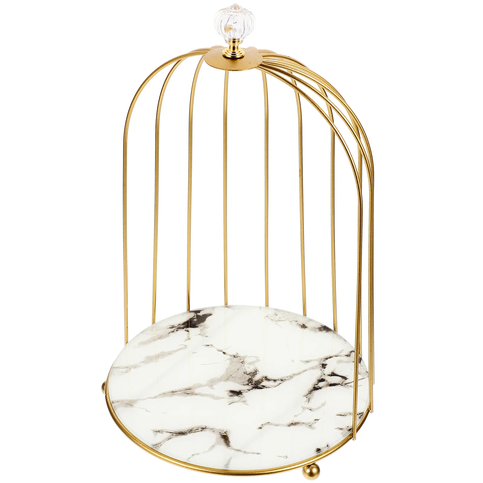 

Iron Cosmetics Storage Rack Bird Cage Shape Decorative Makeup Display Stand Multi-Functional Dresser Organizer Dessert Holder