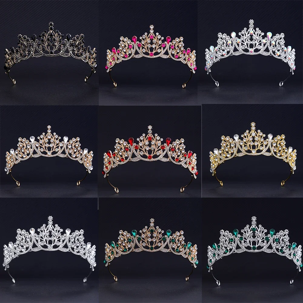 

Fashion Crystal Crown Bridal Wedding Princess Queen Rhinestone Tiaras Jewelry Headdress Dance Party Decoration Hair Accessories