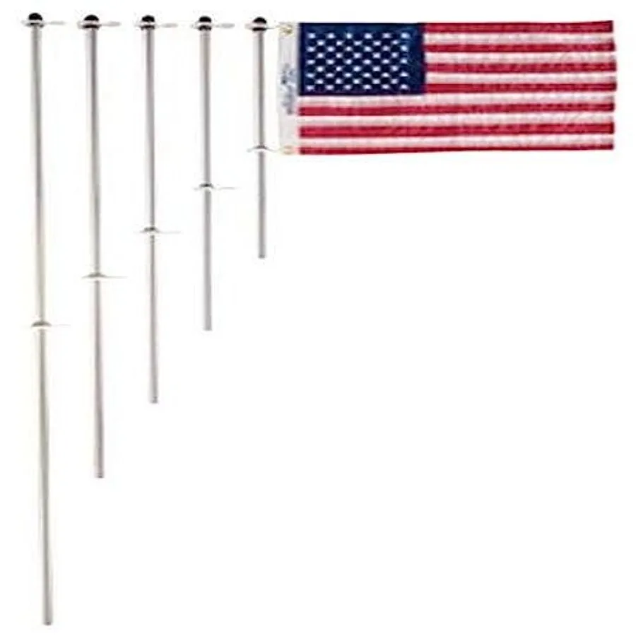 

Taylor Made Boat Flag Pole with Charlevoix Clips, 3/4" Diameter 30" Staff, Anodized Aluminum, Adjustable Bottom Clip and O-Ring