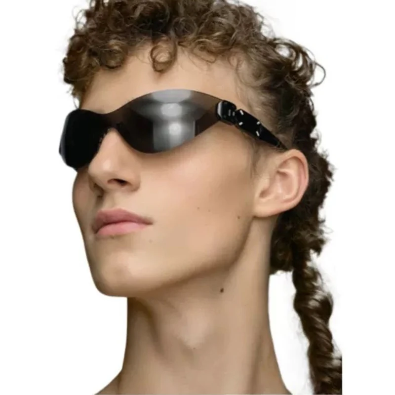 Y2K One Piece Rimless Metal Sunglasses Women For Men Luxury Brand Designer Vintage Sun Glasses Popular Punk Outdoor Sport Goggle image 2