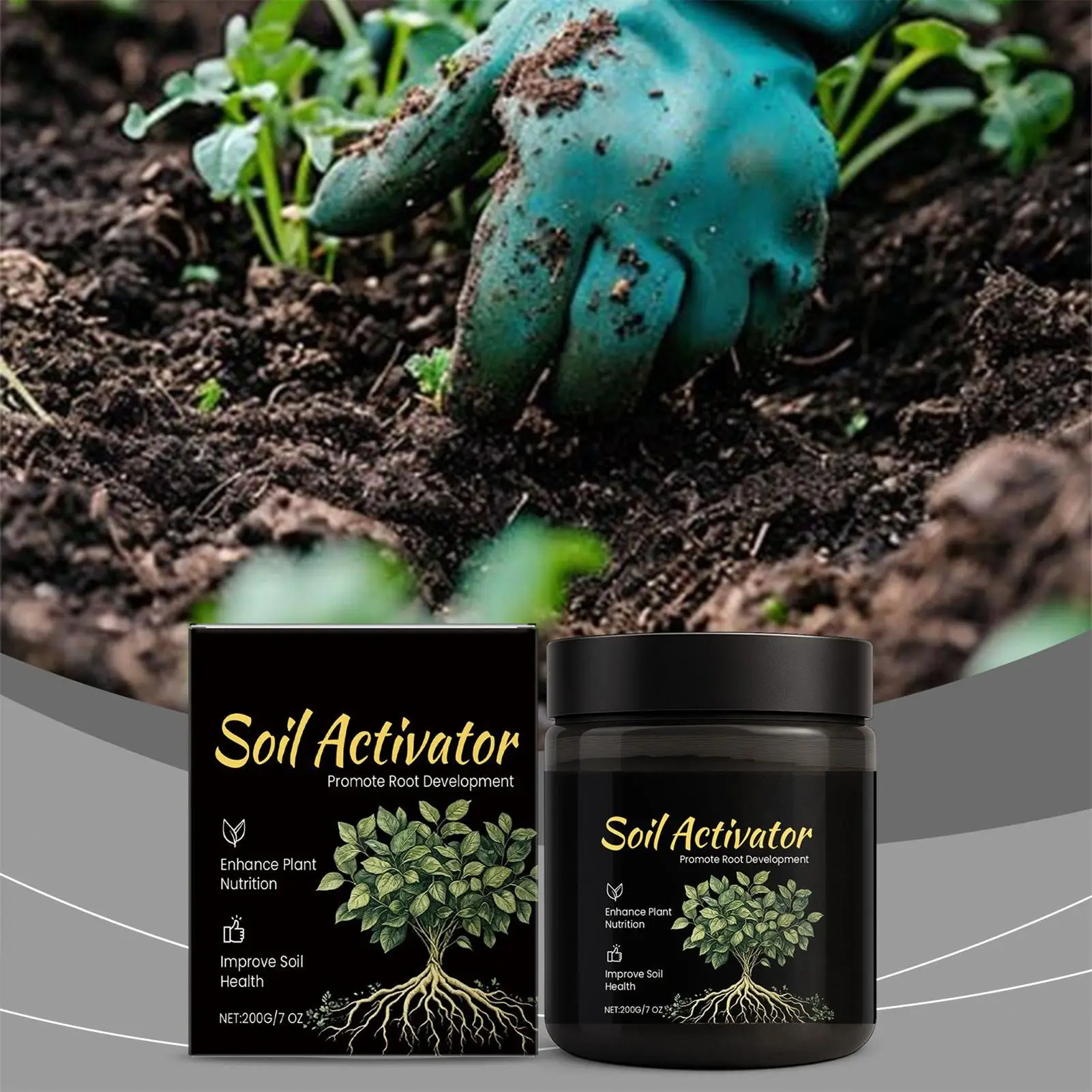 200g Soil Revitalizer Gentle Plant Food Enhancer Promotes Root Growth For Lawn Garden Backyard Farm Courtyard Balcony Terrace