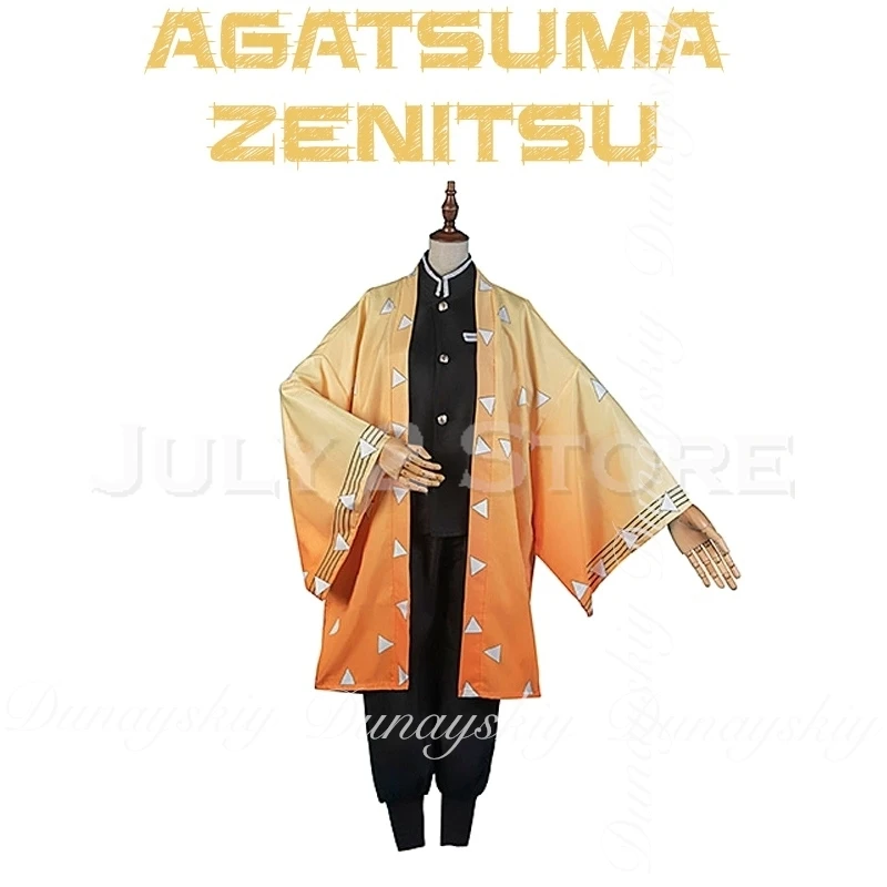Agatsuma Zenitsu شيطان أنيمي القاتل تأثيري مع نمط المثلث الأصفر هاوري وشعر مستعار قصير شقراء تأثيري حلي جميع المجموعة