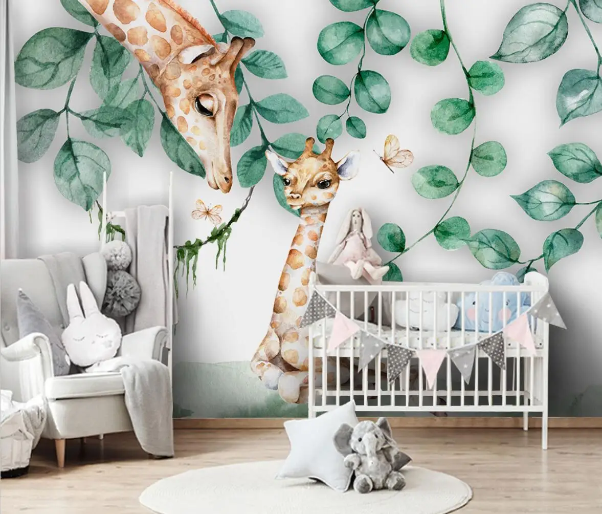 Custom mural wallpaper living room bedroom Nordic animal giraffe wall paper for children's room TV background murals wallpaper