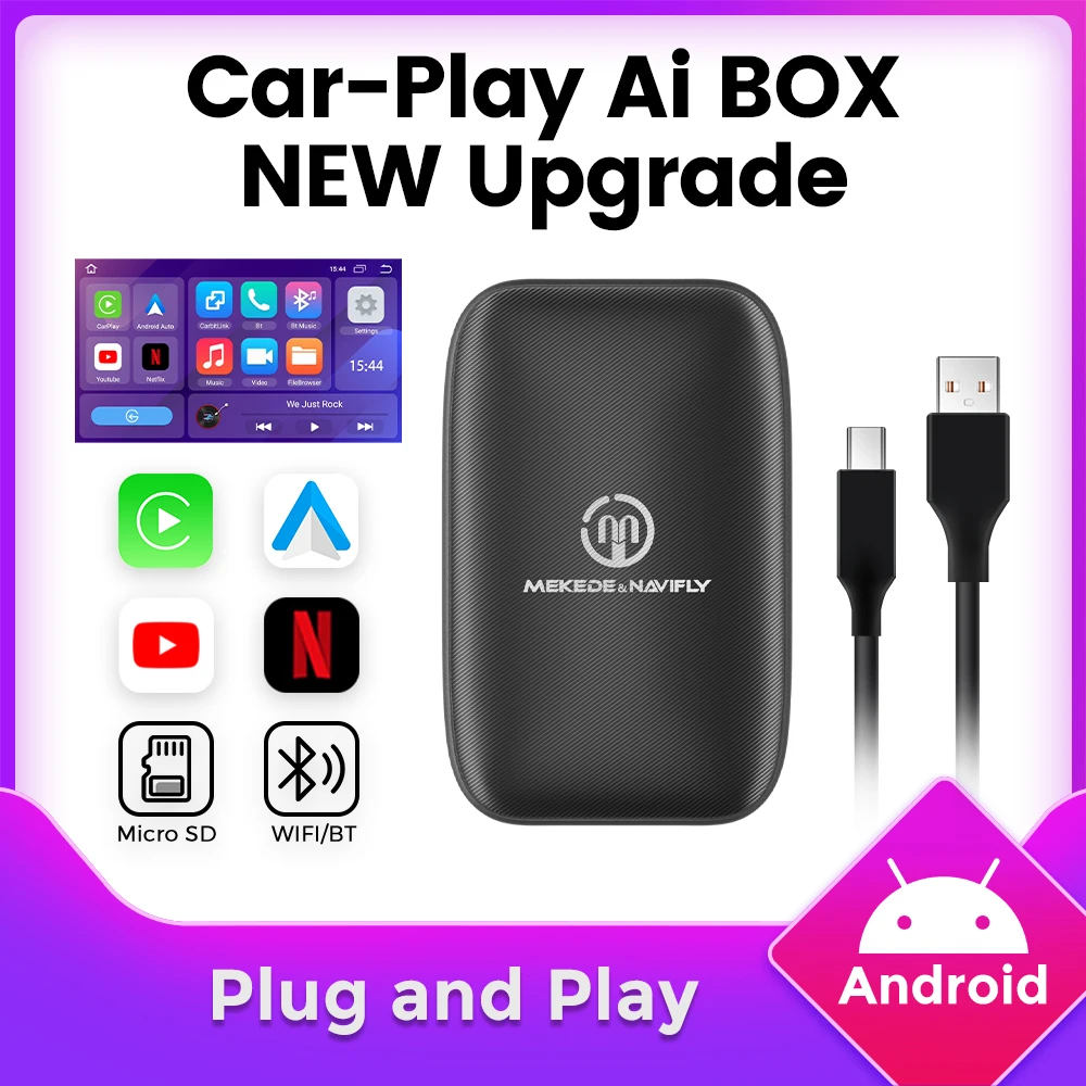 Original Car Screen Upgrade For Universal AI BOX Wireless Carplay Plug And Play For Netflix Iptv YouTube Spotify WIFI BT USB