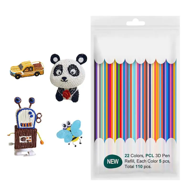 110 pièces 22 couleurs 3D stylo Filament recharges 2.5mm 3D impression Filament 3D stylo accessoires coloré 3D dessin stylo recharge Filament Bundle