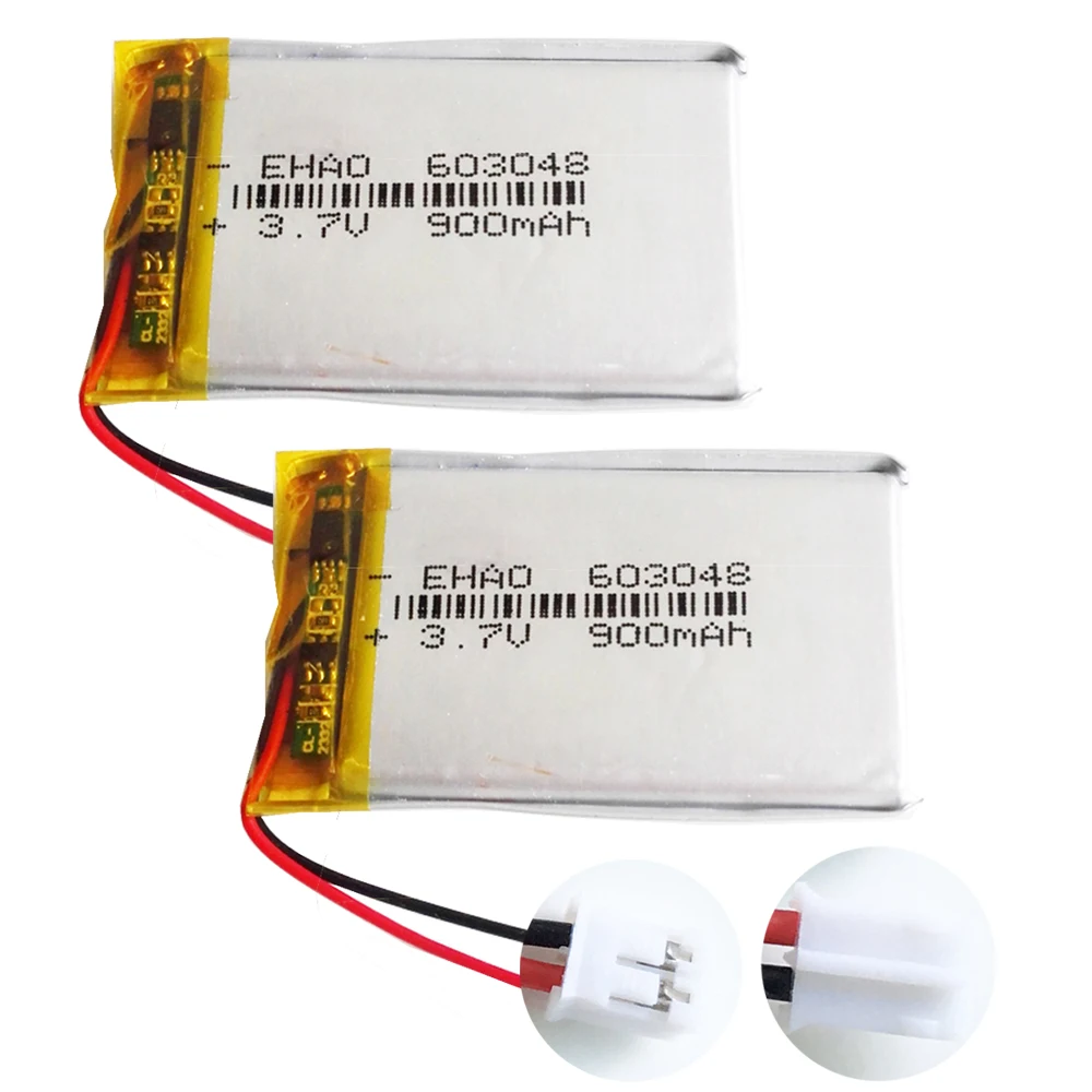 3.7V 900mAh LiPo akumulator litowo-polimerowy JST PH 2.0mm 2pin złącze 603048 do Mp3 GPS głośnik kamera Bluetooth