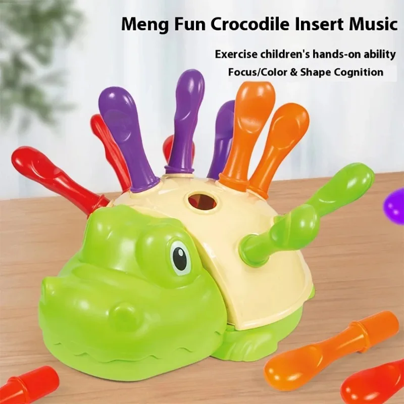Giocattoli per motori fini per bambini, riconoscimento del colore e della forma, simpatico sviluppo del coccodrillo, giocattoli per l'educazione della prima infanzia del cervello