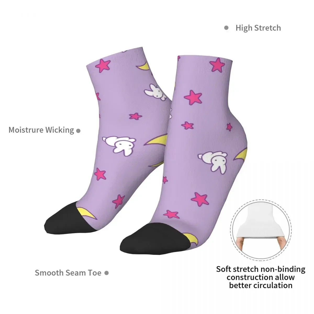 Sailor Moon-Calcetines de luna creciente y conejito, medias absorbentes de sudor Harajuku, calcetines para todas las estaciones, accesorios para hombre y mujer, regalos