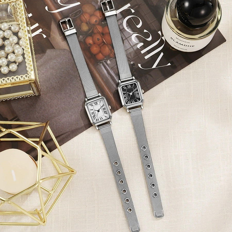 موضة جديدة الساعات الفاخرة للمرأة مستطيل ساعة كوارتز عادية السيدات الطلاب الفولاذ المقاوم للصدأ ساعة للهدايا Reloj Mujer #4