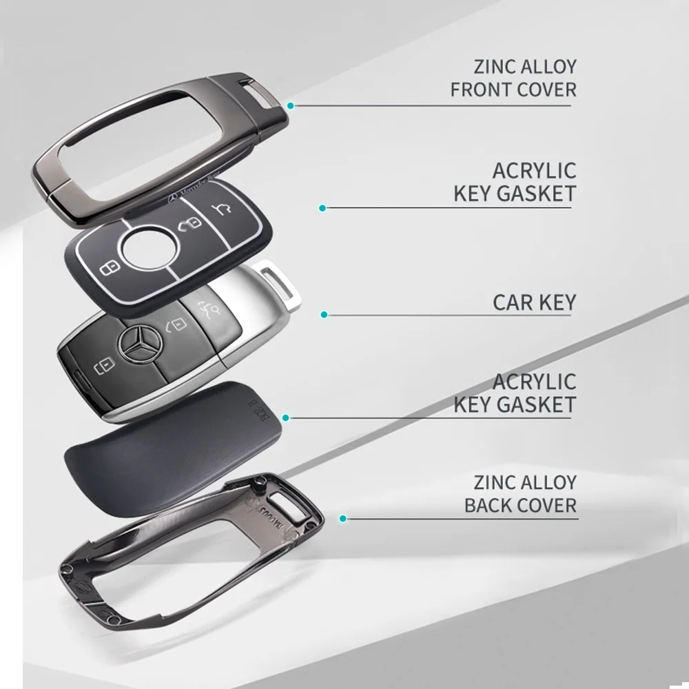 Funda de Metal para mando A distancia de coche, carcasa para Mercedes Benz AMG A C E S G Class GLC CLE CLA GLB GLS W177 W205 W213 W222 X167 AMG