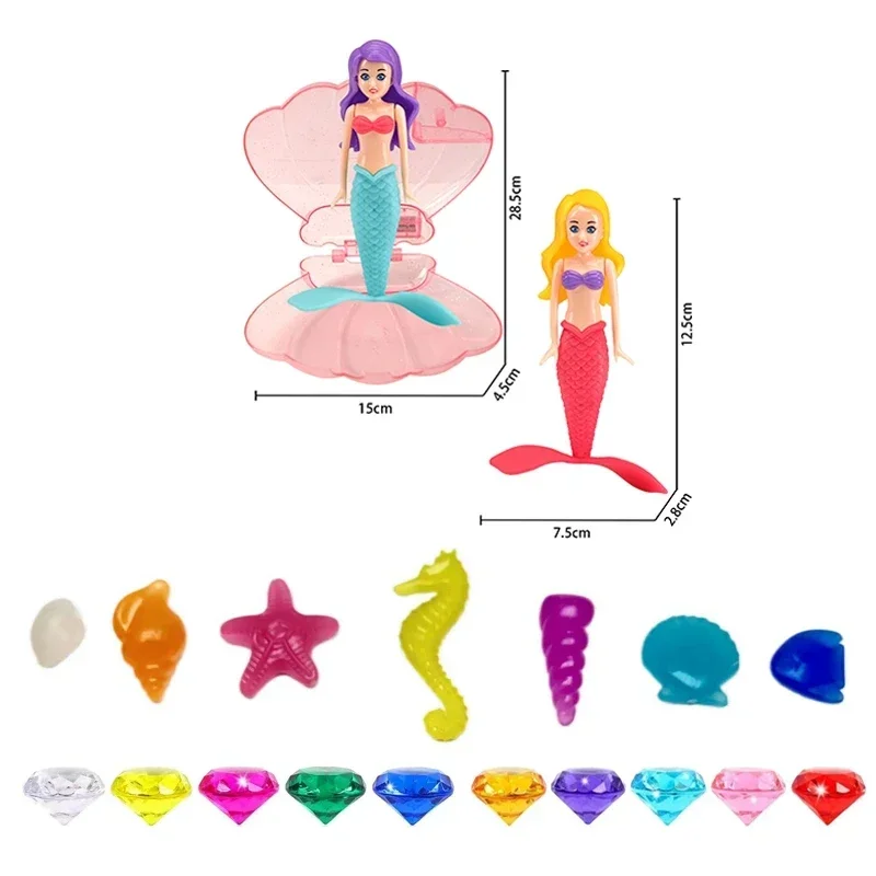 かわいいマーメイドプールおもちゃ飾りマーメイドシェル宝のおもちゃ回転上昇デザイン教育就学前の子供娘ギフト