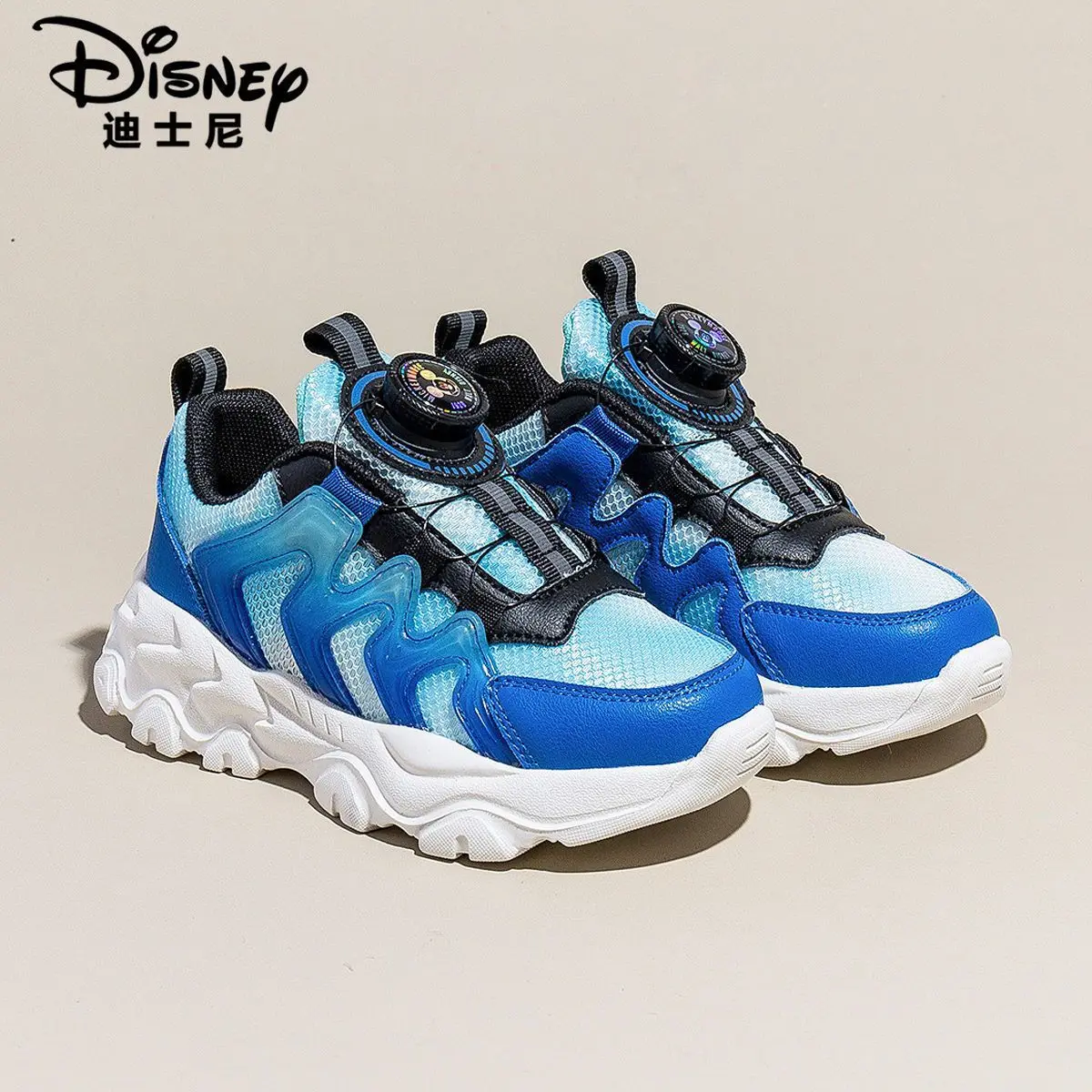 

008-Детская обувь Disney, осень 2024 года — кроссовки с поворотными пуговицами для баскетбола и бега, дышащий дизайн унисекс