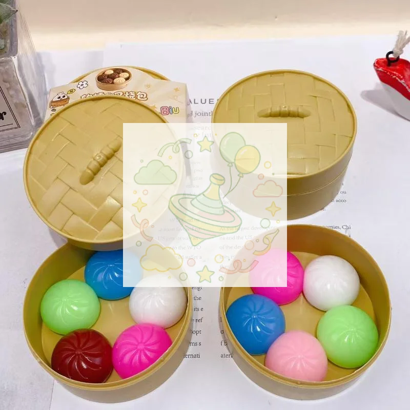 Simulation Food Squeezable Toy Steamer Bun Dumpling Shape Stress Relief Squeeze Toy Cute Soft Fidget Toy For Kids Party Gift