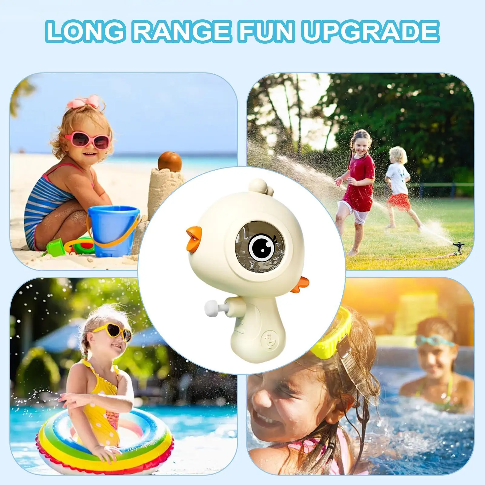 Water Squirter Toy Children Cartoon Water Squirter Press Control Long-Range Spraying Equipment For Hot Days Swimming Pool