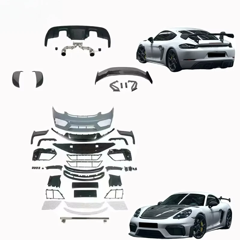 

Suitable for 718 Upgraded GT4RS Style Body Kit Rear Diffuser Car Bumper and Spoiler PP Material Body Kit