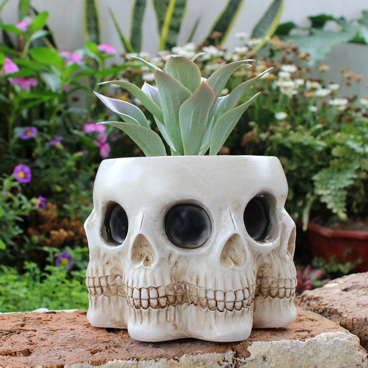 

‌Multi-Sided Skull Planter - Resin Succulent Pot with Gothic Design