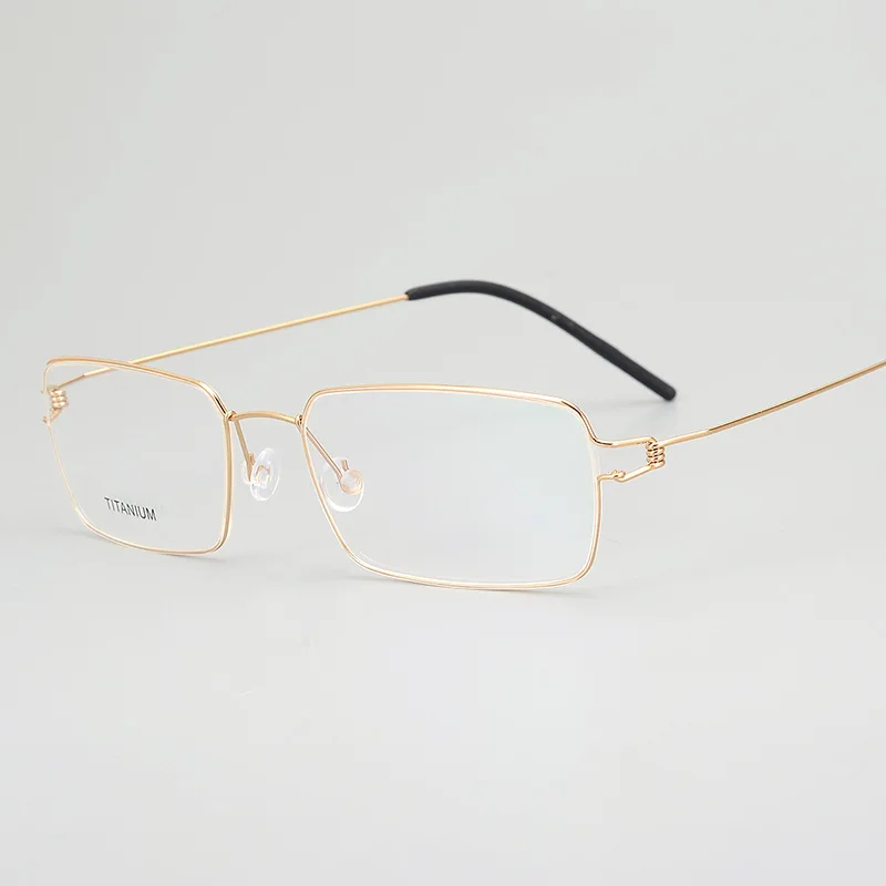 

Screwless pure titanium glasses frame ultra-light business men glasses square frame women myopia glasses flat glasses