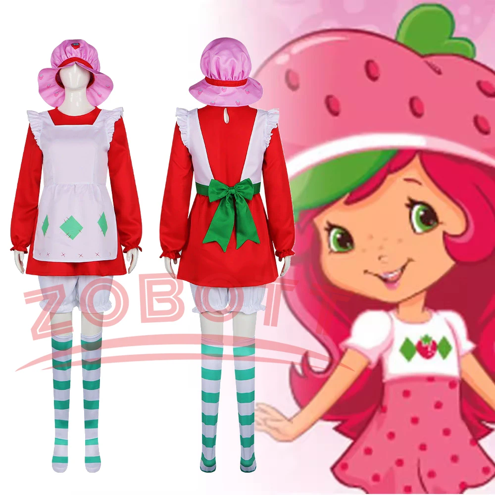 

Strawberry Shortcake Cosplay Costume 1980 Classic Suit Women The World of Strawberry Shortcake Halloween Fancy Dress Takerlama